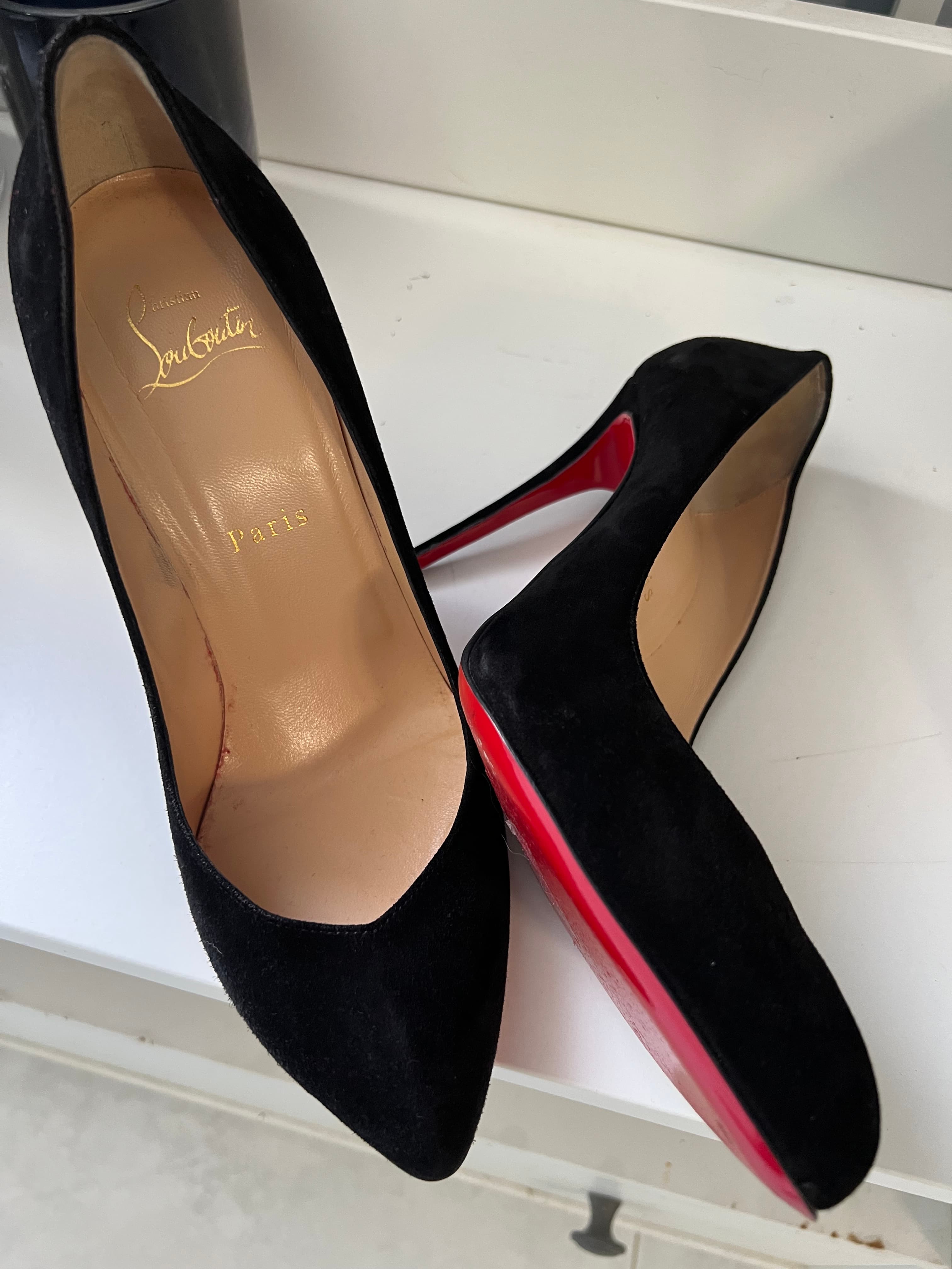Black Suede Louboutin  - For Sale in Bahrain