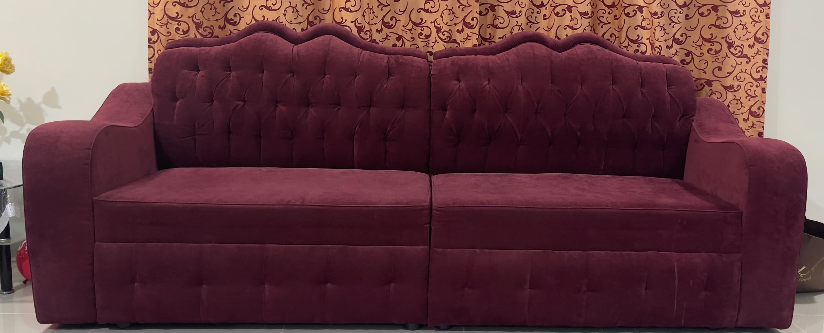 Maroon four seater sofa - For Sale in Bahrain
